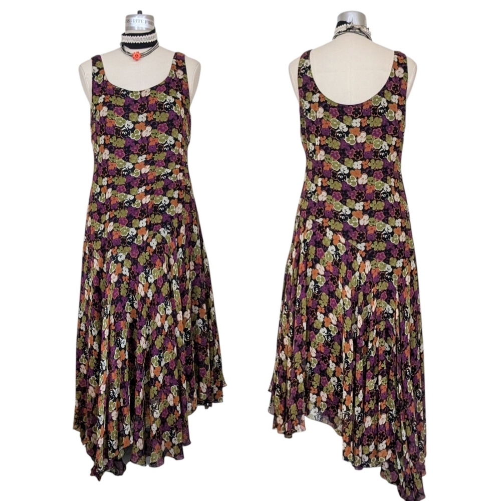 Jones New York Asymmetrical Floral Dress - Multicolor Size 10 New NWT Silk